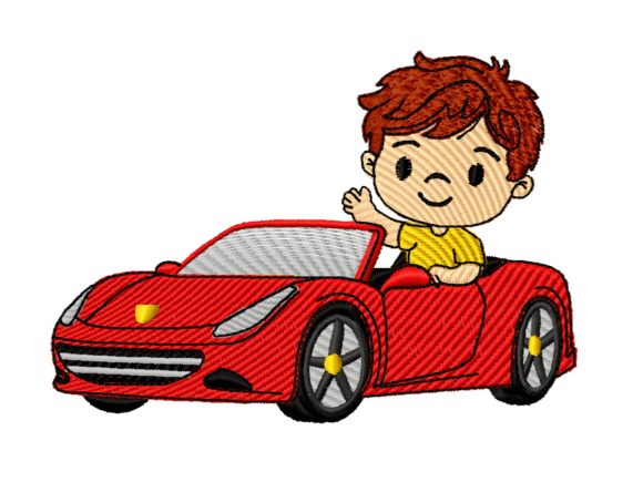 Cute Boy Driving Car Embroidery Design Review
