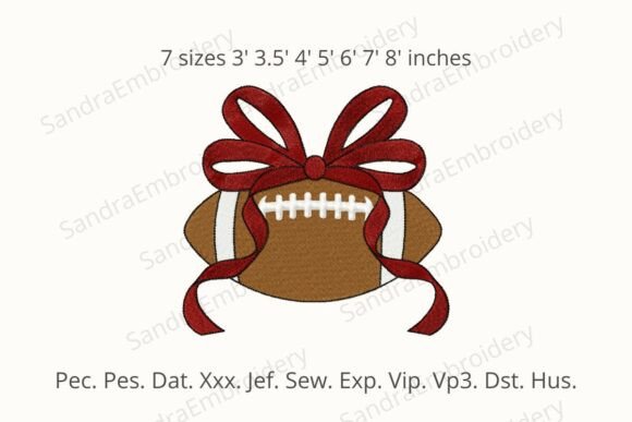 Review: Football with Bow Embroidery Design for Boutiques