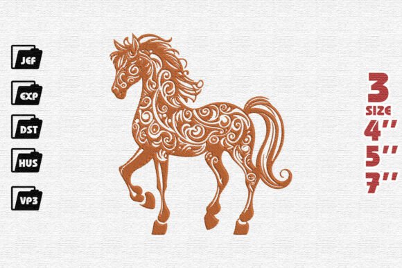 Review: Ornate Copper Horse Embroidery Design
