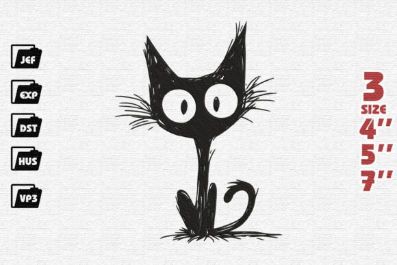 Review: Scruffy Black Cat Sketch Embroidery Design